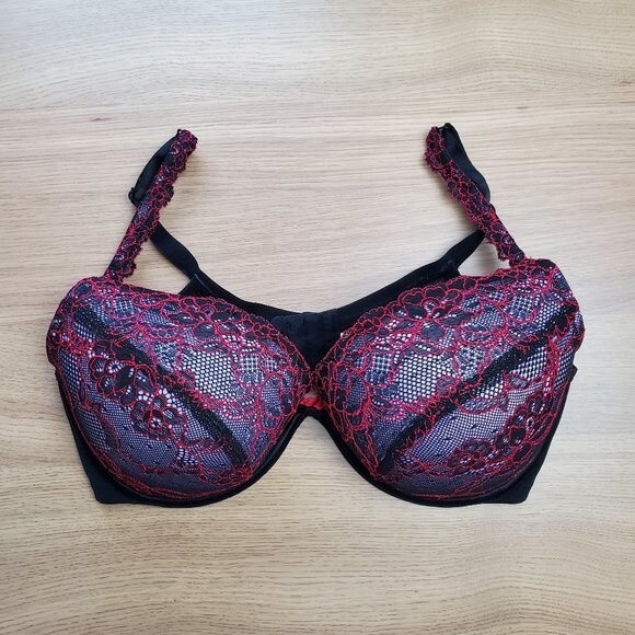Cacique Red and Black Lace Underwire Bra 40DD - Picture 5 of 8
